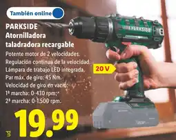 Lidl Parkside atornilladora taladradora recargable 20 v oferta