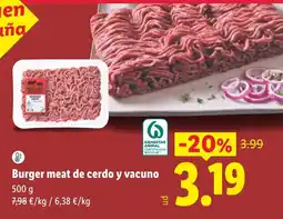 Lidl Burger meat de cerdo y vacuno oferta