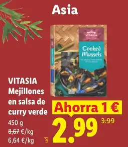 Lidl VITASIA Mejillones en salsa de curry verde oferta