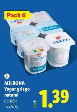 Lidl Milbona yogur griego natural oferta