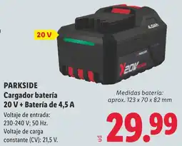 Lidl Parkside cargador batería 20 v + batería de 4,5 a oferta