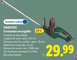 Lidl Parkside cortasetos recargable 20 v oferta