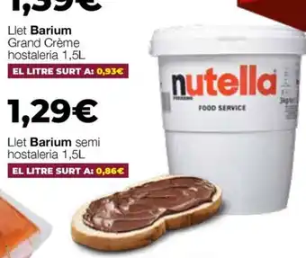 Nutella llet barium semi hostaleria