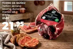 Alimerka Torre de núñez - jamón serrano reserva duroc 25% menos sal oferta