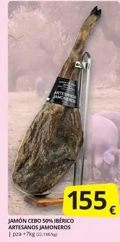 Supermercados MAS Jamon cebo 50% iberico artesanos jamoneros oferta