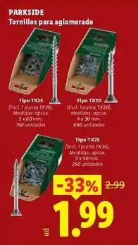 Ocine Parkside - tornillos para aglomerado oferta