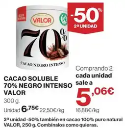 Supercor Valor cacao soluble 70% negro intenso oferta