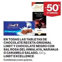 Supercor Lindt chocolate receta original y chocolate negro con sal rosa del himalaya, naranja o caramelo salado oferta