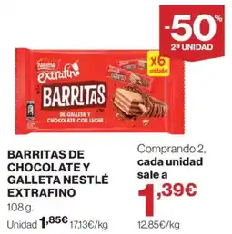 Supercor Nestlé barritas de chocolate y galleta extrafino oferta