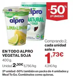 Supercor alpro vegetal soja oferta