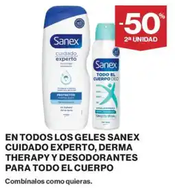 Supercor En todos los geles sanex cuidado experto, derma therapy y desodorantes para todo el cuerpo oferta
