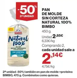 Supercor Bimbo pan de molde sin coraza natural 100% oferta