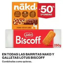 Supercor En todas las barritas nakd y galletas lotus biscoff oferta