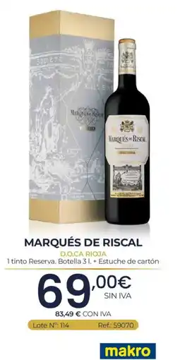Makro Marqués de Riscal tinto Reserva oferta