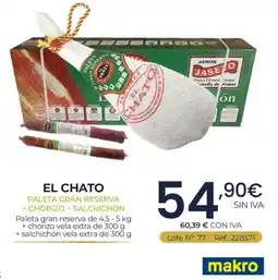 Makro El Chato paleta gran reserva + chorizo + salchichón oferta