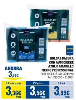 Makro Metro Professional bolsas basura con autocierre azul o amarillo oferta
