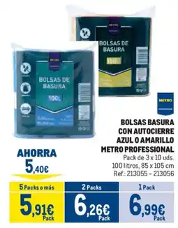 Makro Metro Professional bolsas basura con autocierre azul o amarillo oferta