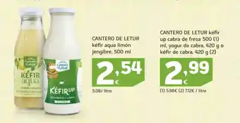 HiperDino Cantero De Letur Kéfir Aqua Limón Jengibre, 500 Ml, Cantero De Letur Kéfir Up Cabra De Fresa, Yogur De Cabra O Kéfir De Cabra oferta