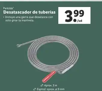 Lidl Parkside Desatascador De Tuberías oferta
