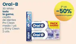 Clarel Oral-B 3D White toda la gama, cepillo de dientes Pro Clean medio 1 ud. y Shiny Clean 2 uds. oferta