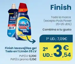 Clarel Finish lavavajillas gel Todo en 1 Limón 35 LV oferta