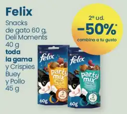Clarel Felix snacks de gato Deli Moments toda la gama y crispies Buey y Pollo oferta