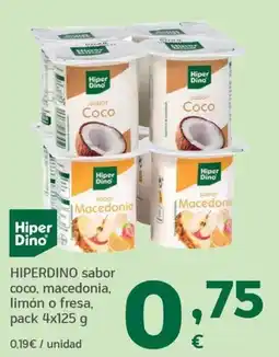 HiperDino Hiper Dino sabor coco, macedonia, limón o fresa oferta