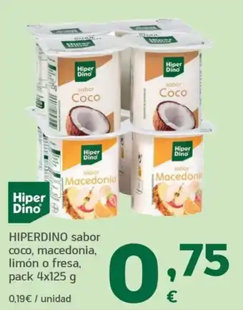 Hiper Dino sabor coco, macedonia, limón o fresa