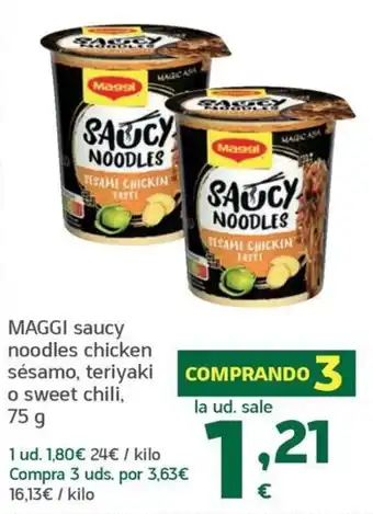 Maggi saucy noodles chicken sésamo, teriyaki o sweet chili
