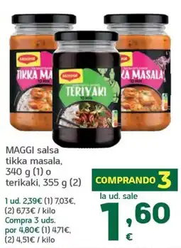HiperDino maggi salsa tikka masala teriyaki oferta