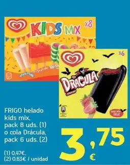 HiperDino Frigo helado kids mix o cola Drácula oferta