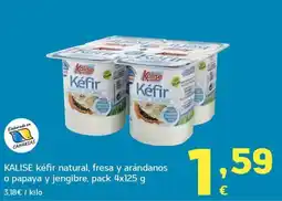 HiperDino Kalise kéfir natural, fresa y arándanos o papaya y jengibre oferta