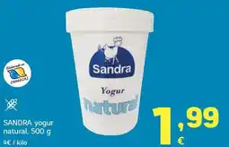 HiperDino Sandra yogur natural oferta