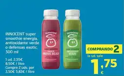 HiperDino Innocent super smoothie energía, antioxidante verde o defensas exotico oferta
