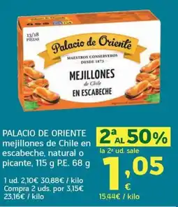 HiperDino Palacio de Oriente mejillones de Chile en escabeche oferta