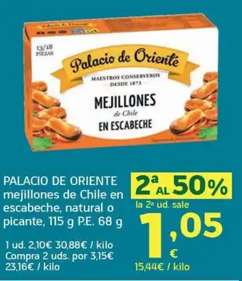 HiperDino Palacio de Oriente mejillones de Chile en escabeche oferta