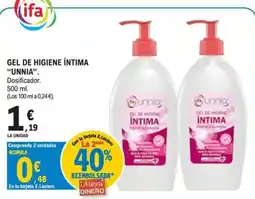 E.Leclerc Ifa unnia gel de higiene íntima oferta