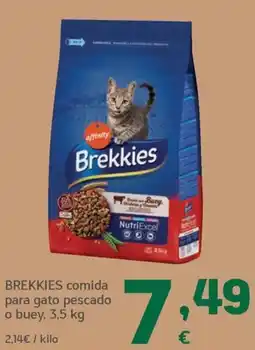 HiperDino Brekies comida para gato pescado o buey oferta