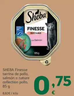 HiperDino Sheba Finesse tarrina de pollo, salmón o nature collection pollo oferta