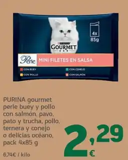 HiperDino purina gourmet perle buey y pollo oferta
