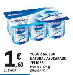 E.Leclerc Eliges yogur griego natural azucarado oferta