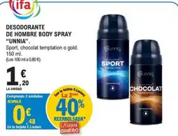 E.Leclerc Unnia desodorante de hombre body spray oferta