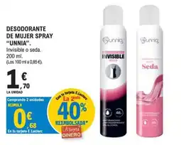 E.Leclerc Unnia desodorante spray mujer oferta