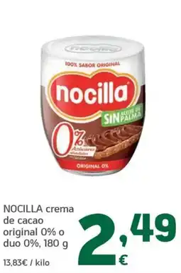 HiperDino nocilla crema de cacao original 0% oferta