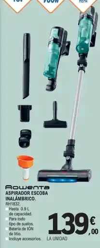 E.Leclerc Rowenta aspirador escoba inalámbrico rh1832 oferta