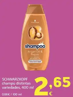 HiperDino Schwarzkopf champú distintas variedades oferta