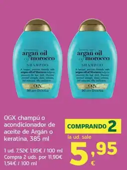 HiperDino ogx champú o acondicionador de aceite de argán o keratina oferta