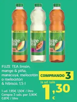 HiperDino fuze tea limón, mango & piña, maracuyá, melocotón o melocotón & hibisco oferta