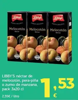 HiperDino Libby's nectar de melocotón, pera-piña o zumo de manzana oferta