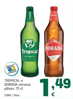 HiperDino Tropical o Dorada cerveza pilsen oferta